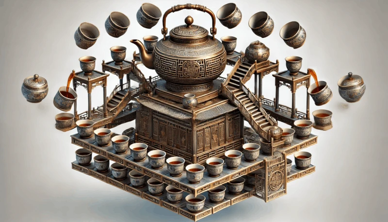 A four dimensional gongfu tea tray, generated by ChatGPT
