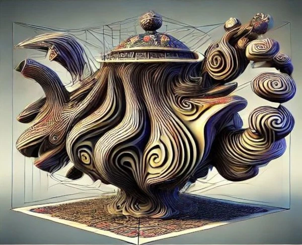 The teapot, in a very distorted form
