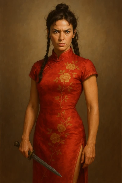 Leela in a qipao - generated by ChatGPT