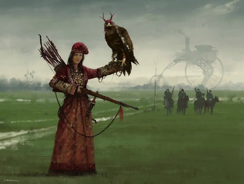 Fantasy art - a falconer vigilante. Downloaded from Wallhaven. Author and rights unknown - please get in touch for crediting, or if there's any issue.